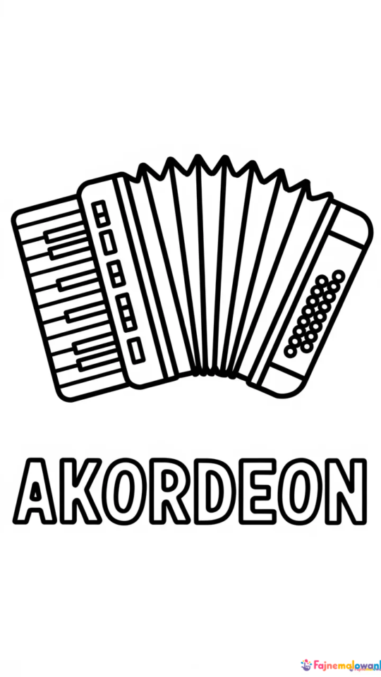 Kolorowanka Alfabet: Litera A z Akordeonem do Druku