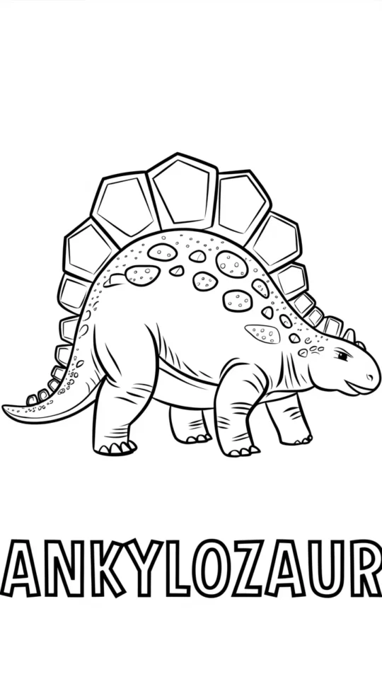 Kolorowanka dinozaurów: Ankylozaur do druku dla dzieci