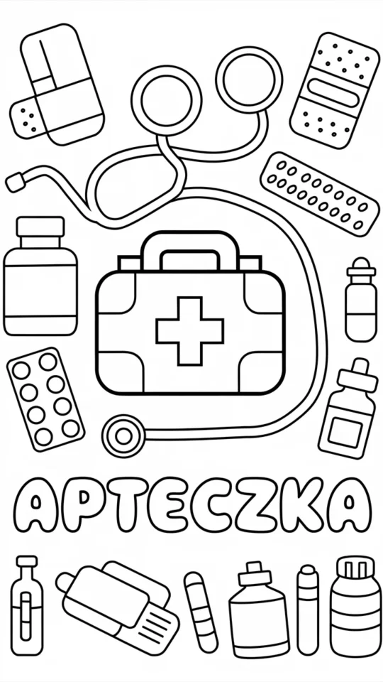 Kolorowanka z Literą A: Apteczka do Druku dla Dzieci