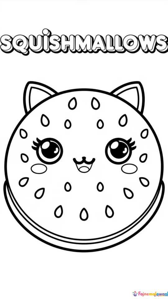 Kolorowanka Squishmallows Arbuzik do Druku dla Dzieci
