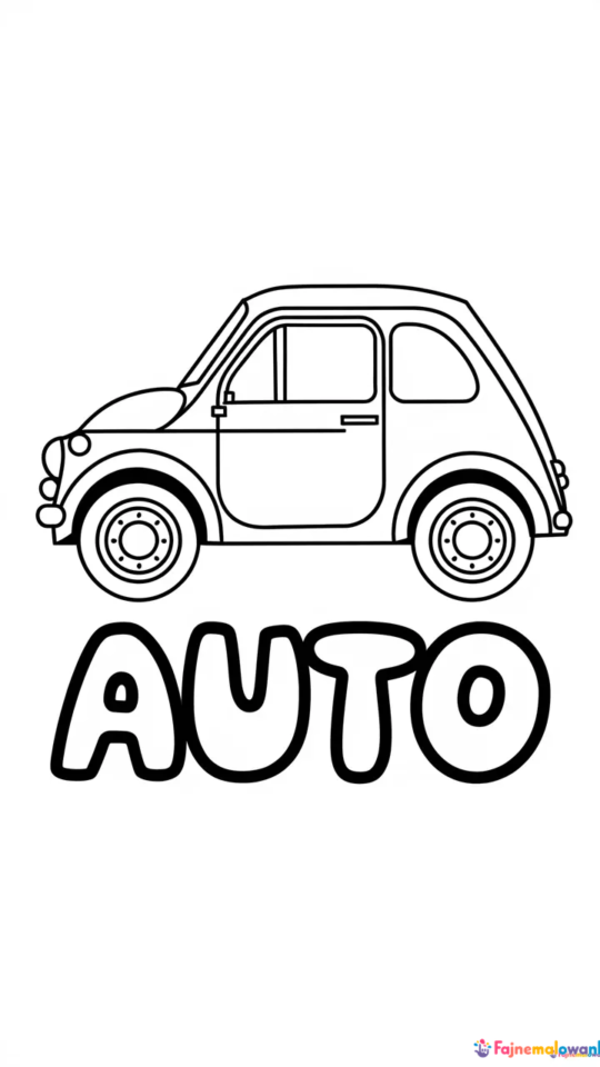 Kolorowanka litera A – Auto dla dzieci do druku i kolorowania