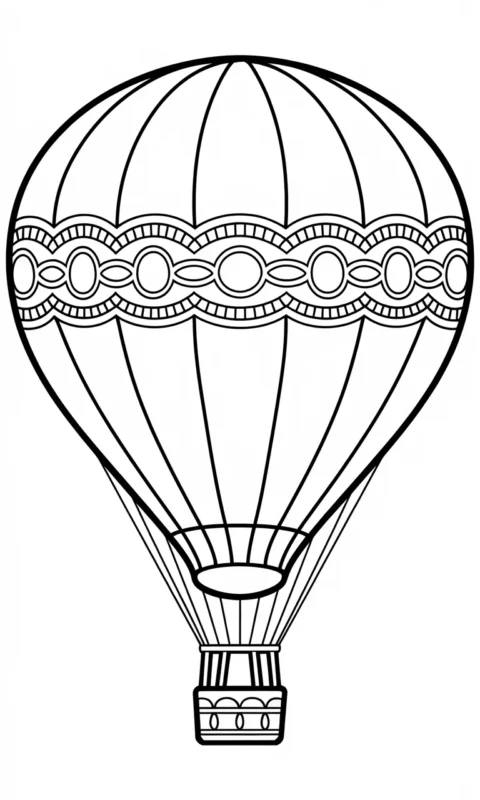 kolorowanka dla dzieci balon na gorące powietrze z dekoracyjnym wzorem do pokolorowania - kolorowanki balony
