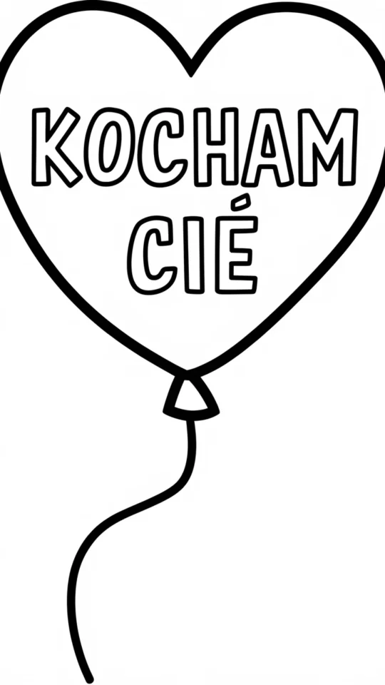 Kolorowanka do druku „Kocham Cię” dla dzieci i dorosłych