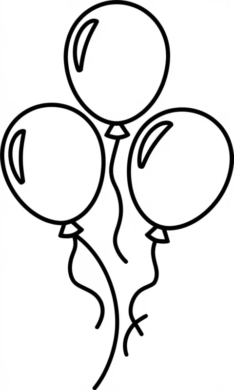 Kolorowanka dla dzieci przedstawiająca trzy balony na sznurkach do pokolorowania - kolorowanki balony