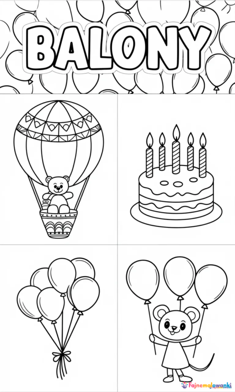 Kolorowanka dla dzieci z motywem balonów