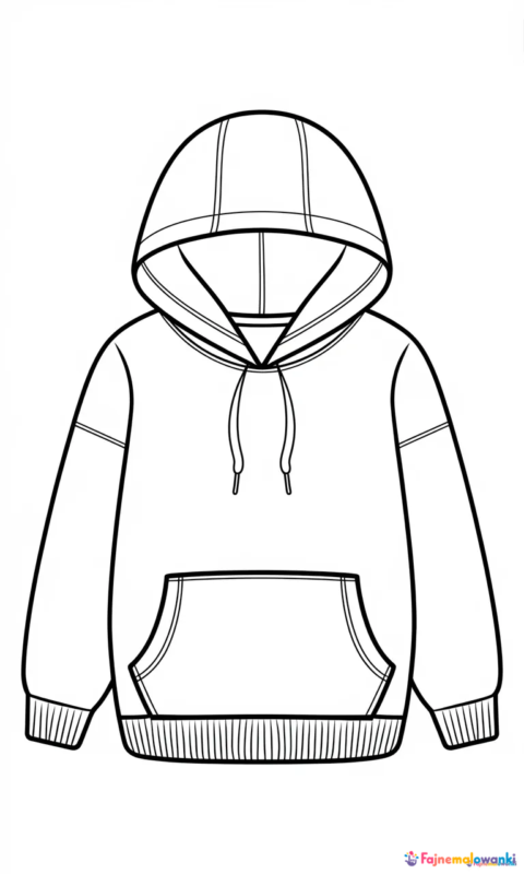 kolorowanka dla dzieci przedstawiająca bluzę z kapturem do pokolorowania