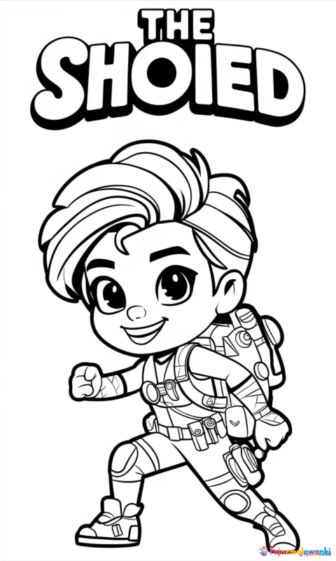 Kolorowanka dla dzieci postać bohatera gier z plecakiem i sprzętem do wydruku i pokolorowania - kolorowanki brawl stars