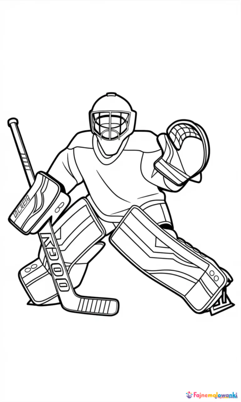 kolorowanka dla dzieci przedstawiająca bramkarza hokejowego w pozycji obronnej do pokolorowania - kolorowanki blaze i megamaszyny