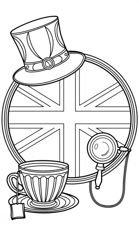 Kolorowanka brytyjski styl z kapeluszem