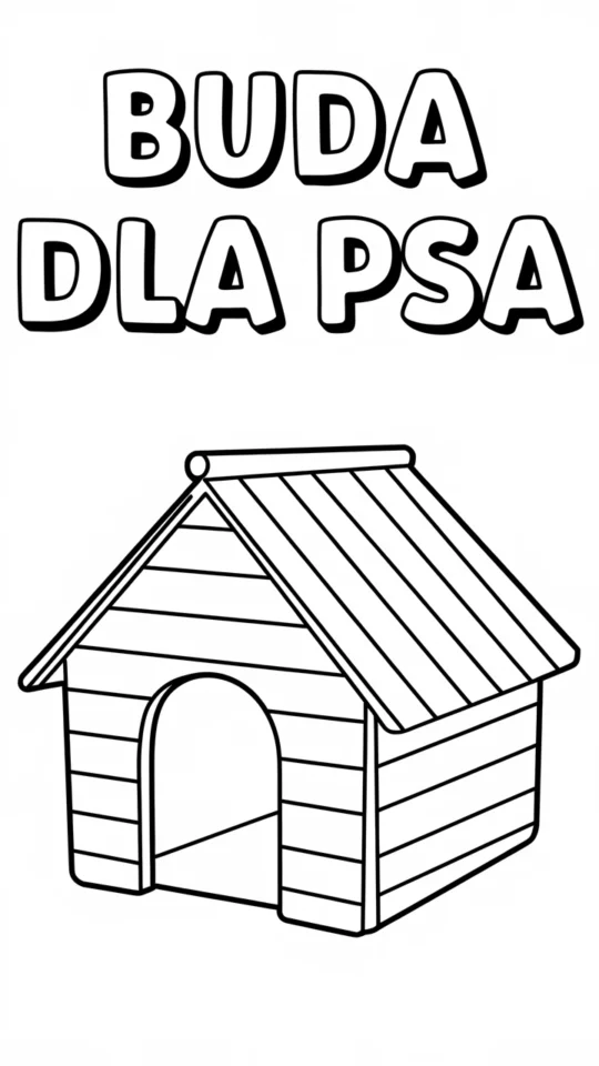 Kolorowanka z budą dla psa do druku dla dzieci i dorosłych