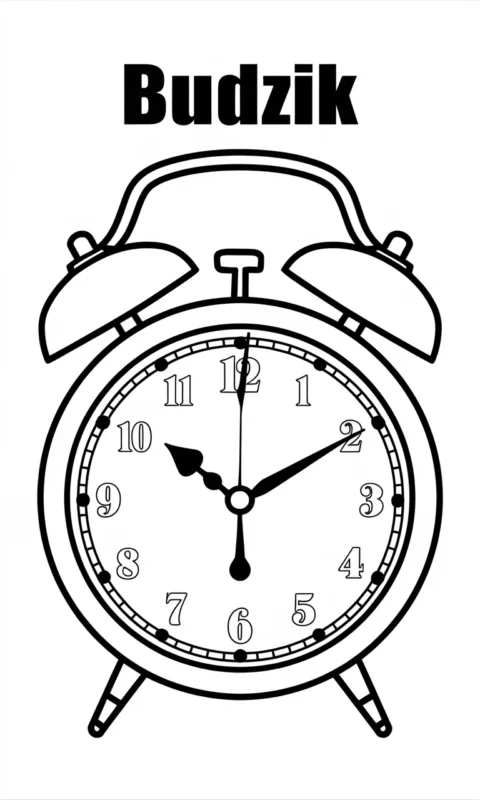 Kolorowanka budzika z dzwonkami dla dzieci do druku