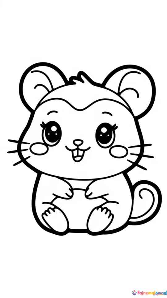 Kolorowanka kawaii: Chomik dżungarski do druku dla dzieci