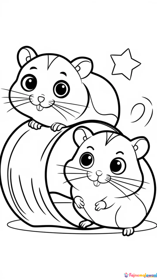 Słodkie chomiczki kawaii – malowanki do druku dla dzieci