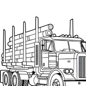 kolorowanka ciężarówka do drewna dla dzieci