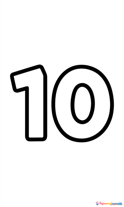 Kolorowanka dla dzieci z dużą cyfrą 10 do nauki liczb i ćwiczenia motoryki małej - kolorowanki cyfry