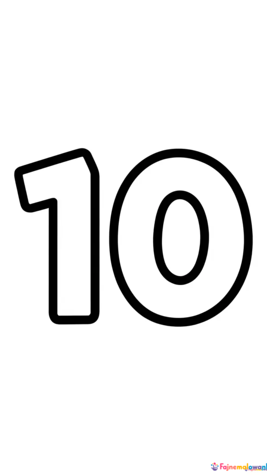 Kolorowanka: Cyfry od 1 do 10 do druku dla dzieci