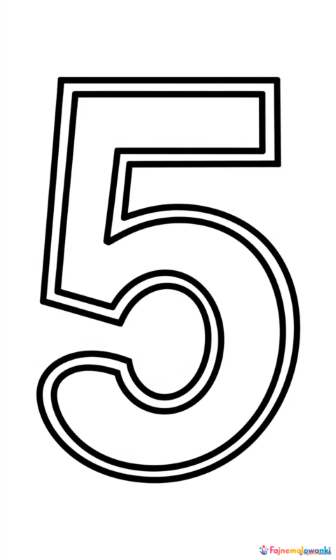 Kolorowanka cyfra 5 dla dzieci do nauki liczb