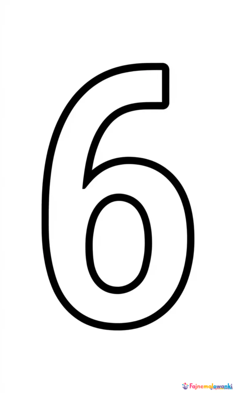 Duża cyfra 6 do pokolorowania