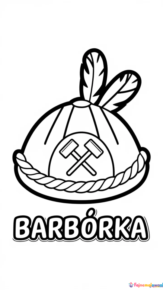 Kolorowanka Barbórka: Zawody Górnika z Czapką do Druku