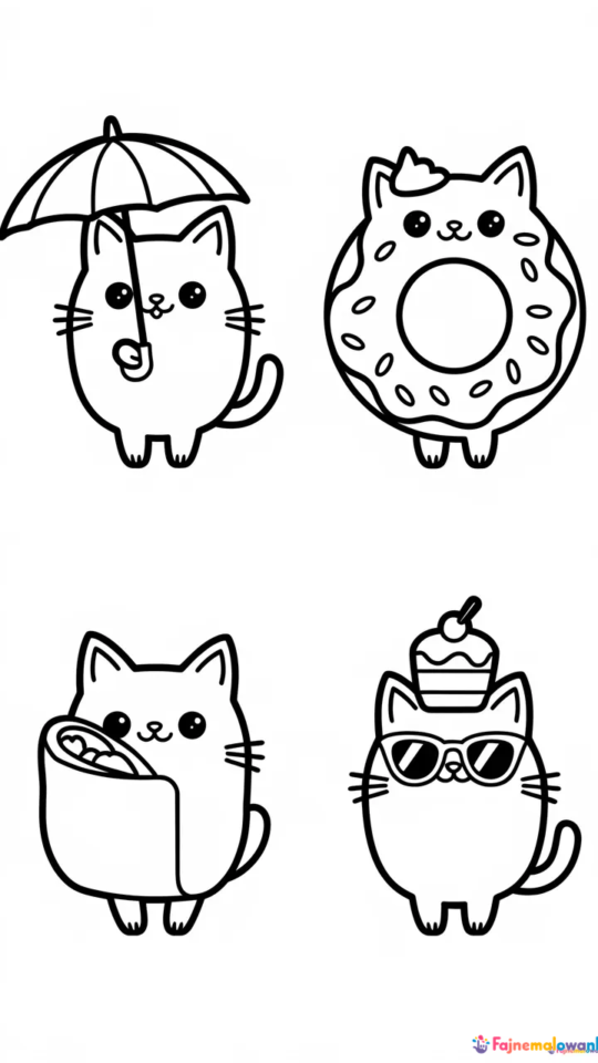 Kolorowanki Pusheen dla dzieci – urocze kotki do kolorowania