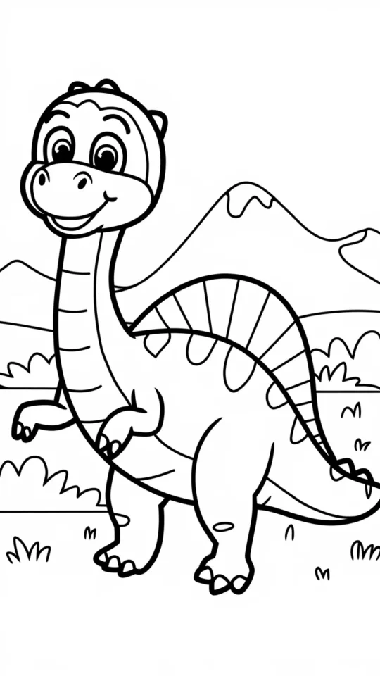 Kolorowanka z dinozaurem do wydruku dla dzieci – PDF do pobrania