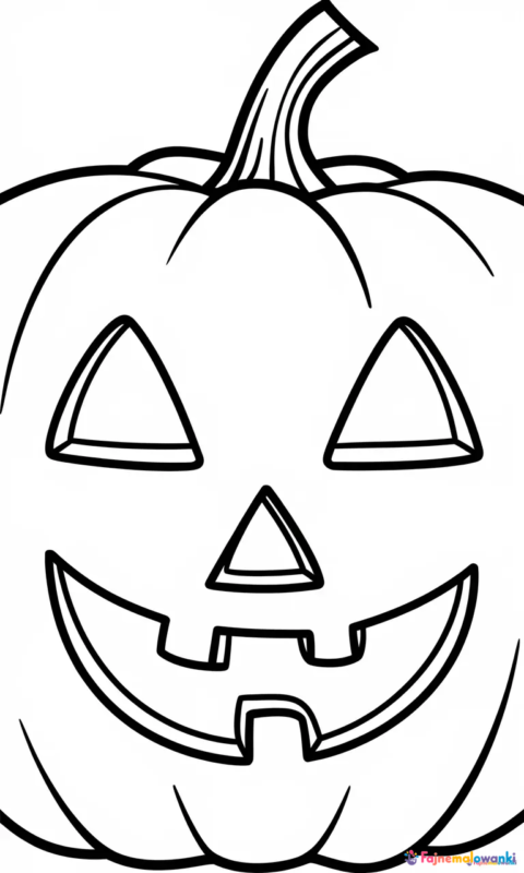 Kolorowanka dyni na Halloween z uśmiechniętą twarzą do wydruku dla dzieci