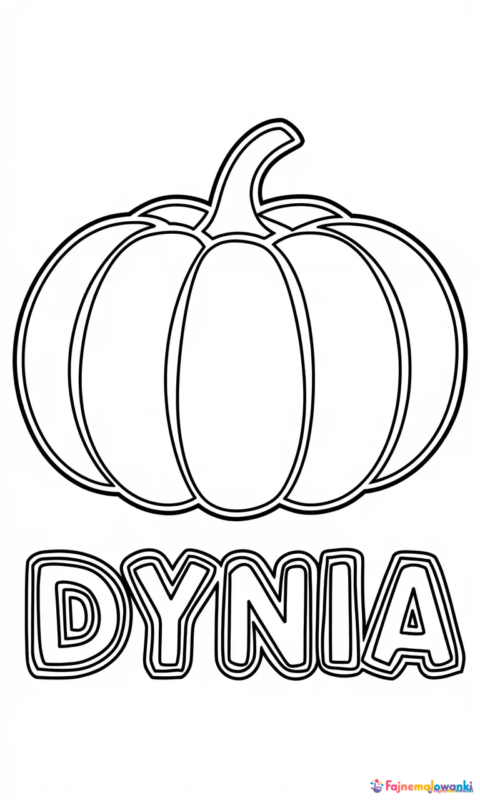Kolorowanka dla dzieci przedstawiająca dynię z napisem do pokolorowania