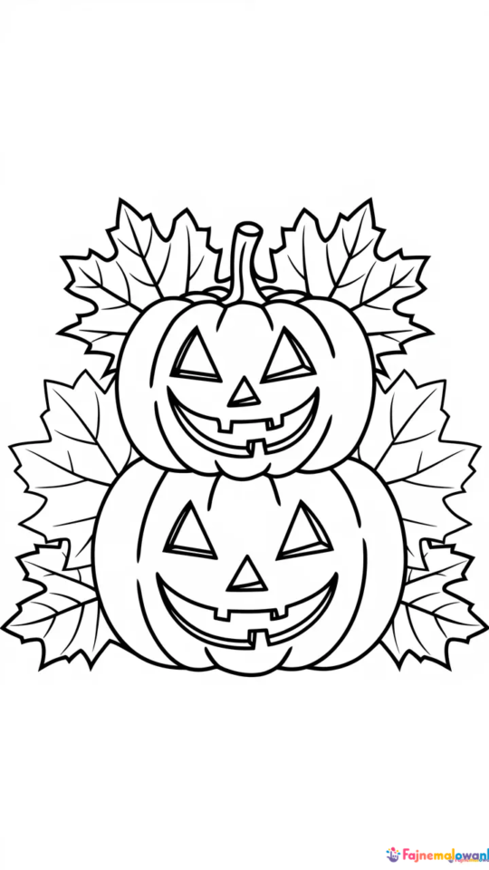 Kolorowanka z dyniami do druku dla dzieci na Halloween
