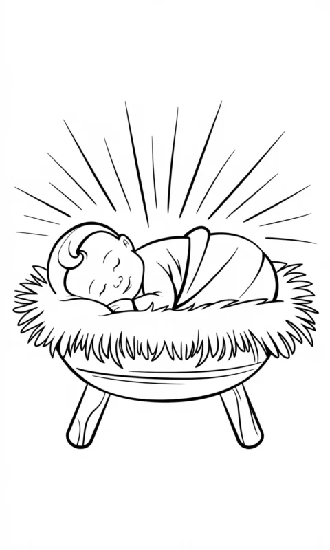 kolorowanka dla dzieci dzieciątko w żłóbku