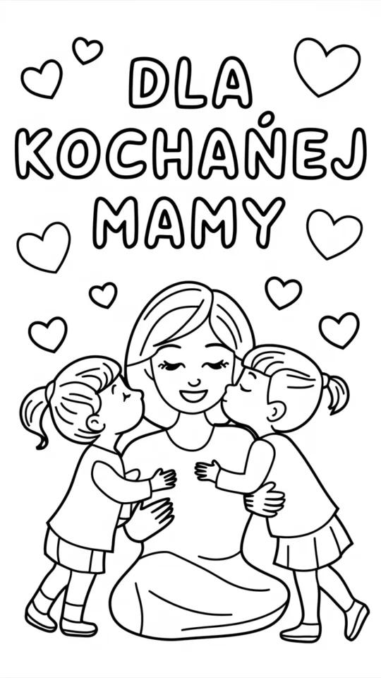 Kolorowanka na Dzień Mamy do druku dla dzieci i dorosłych