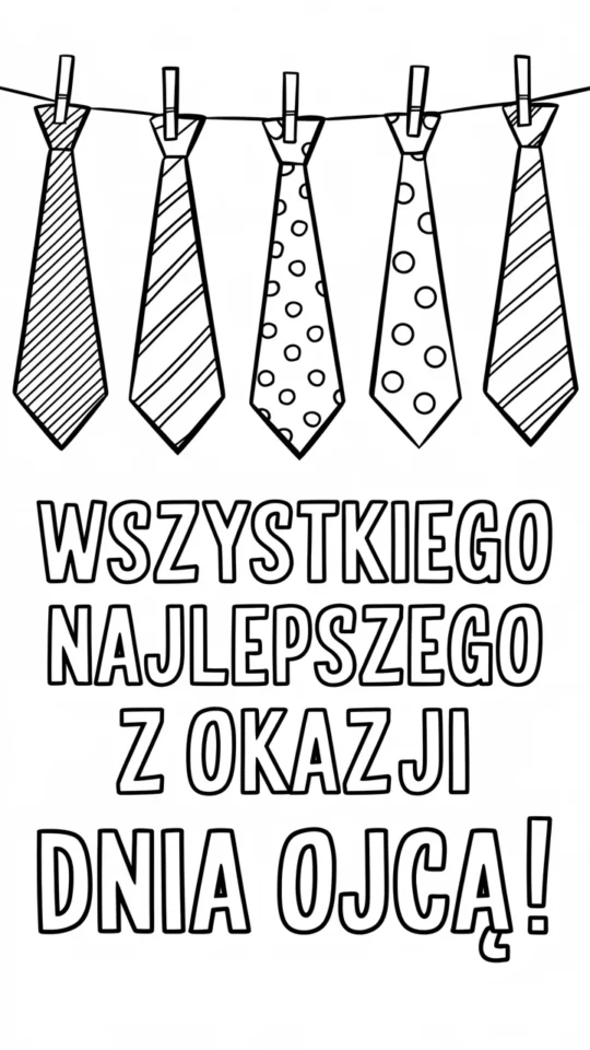 Kolorowanka na Dzień Ojca: Kartka z Życzeniami do Druku