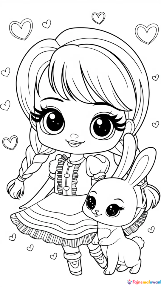 Słodka dziewczynka w stylu Chibi do druku – kolorowanka PDF