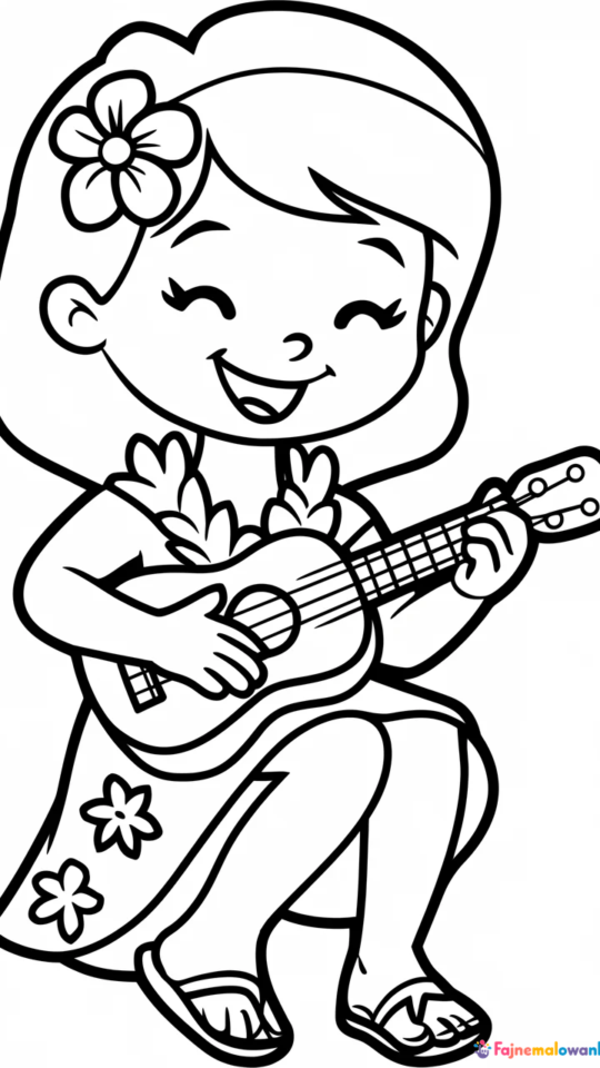 Kolorowanka do druku: Lilo z gitarą dla dzieci do pobrania