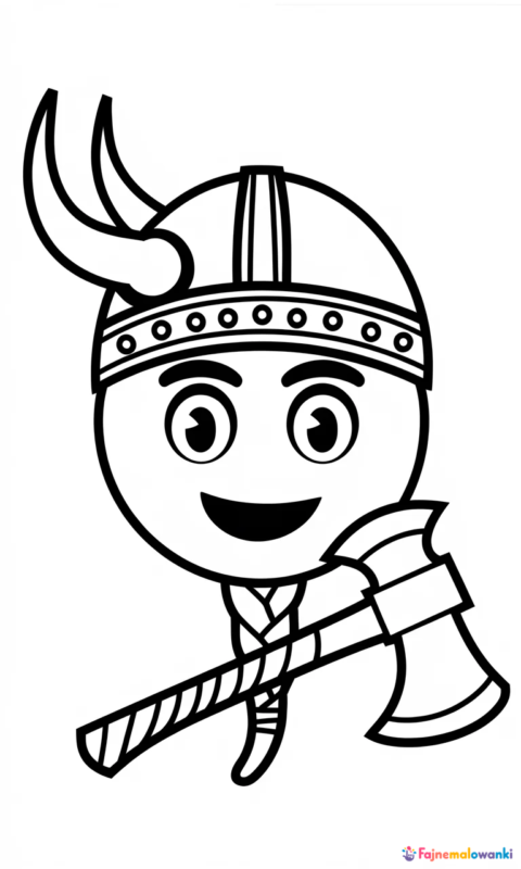Kolorowanka wojownika w hełmie wikinga dla dzieci do wydruku
