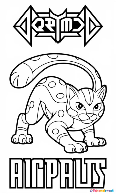 kolorowanka dla dzieci przedstawiająca fantastyczną postać przypominającą kota w pozycji bojowej do pokolorowania - kolorowanki pokemon mewtwo