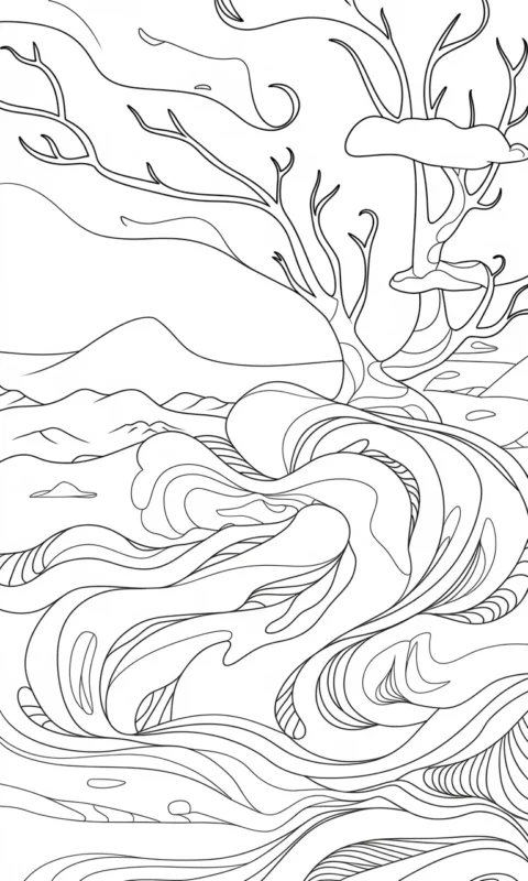 kolorowanka dla dzieci z fantazyjnymi wzorami i falującymi liniami do kreatywnego pokolorowania - kolorowanki merida waleczna