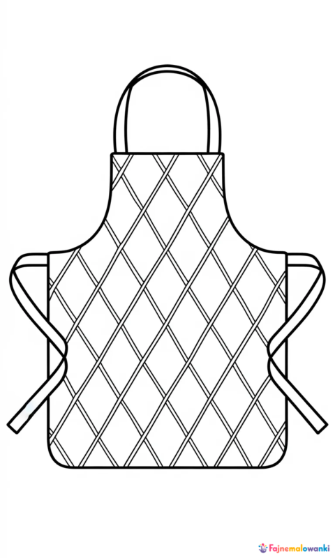 Kolorowanka fartuch kuchenny z wzorem w kratkę do pokolorowania dla dzieci