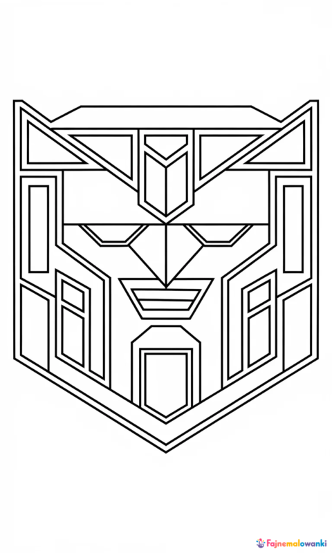 kolorowanka dla dzieci z geometrycznym emblematem robota