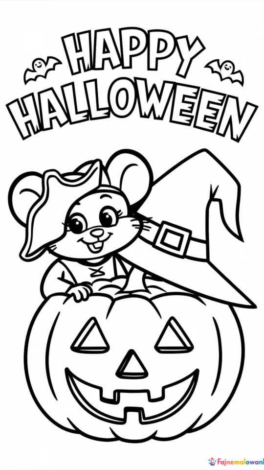 Kolorowanki na Halloween z Myszką Miki do druku dla dzieci