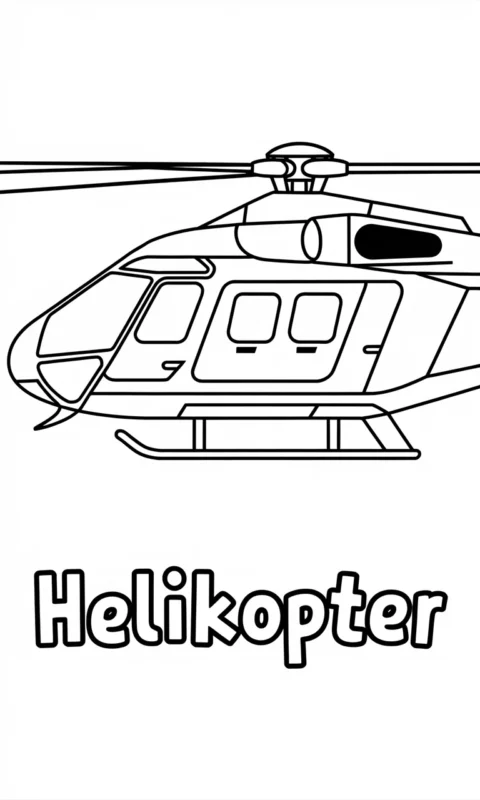 Kolorowanka dla dzieci przedstawiająca nowoczesny helikopter pasażerski z wyraźnymi konturami do pokolorowania - kolorowanki alfabet litera h