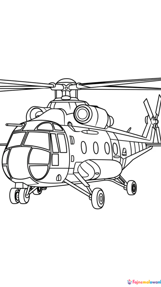 Kolorowanki helikopter dla chłopców do druku i malowania