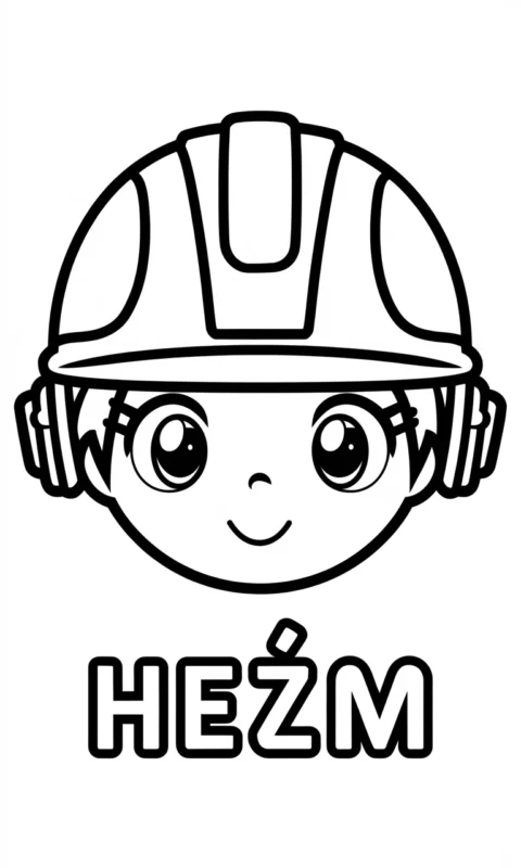 Kolorowanka dla dzieci przedstawiająca postać w kasku ochronnym