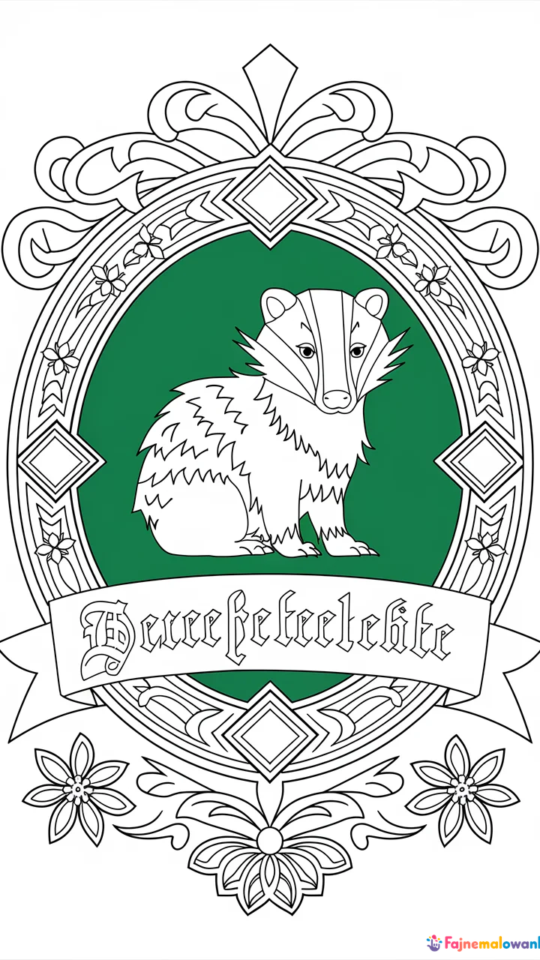 Kolorowanka z logo Hufflepuff z serii Harry Potter dla dzieci