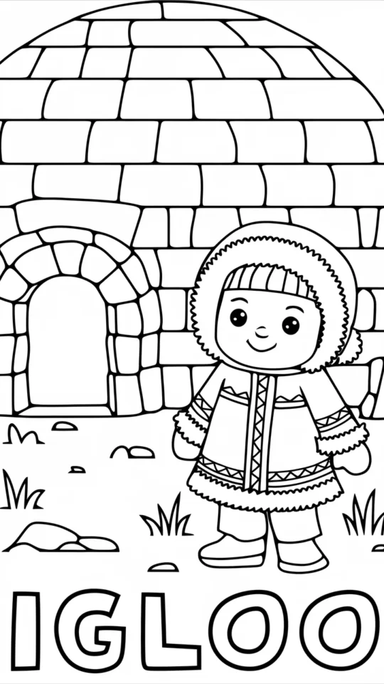 Kolorowanka dla dzieci: Igloo zimowe do wydruku i kolorowania