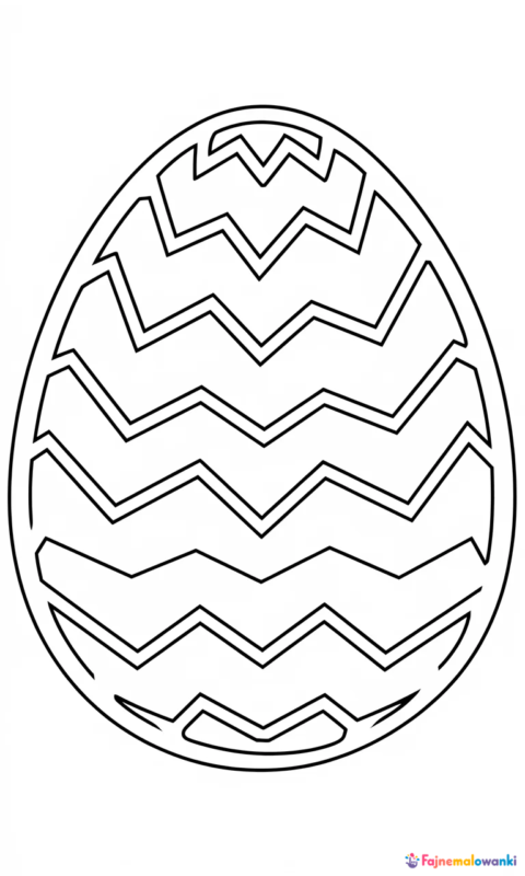 Prosta kolorowanka z konturem jajka wielkanocnego do pokolorowania dla dzieci w przedszkolu - kolorowanki wielkanocne