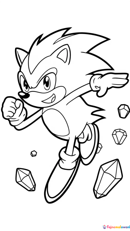 Kolorowanka Sonic i Diamenty dla Dzieci do Druku za Darmo