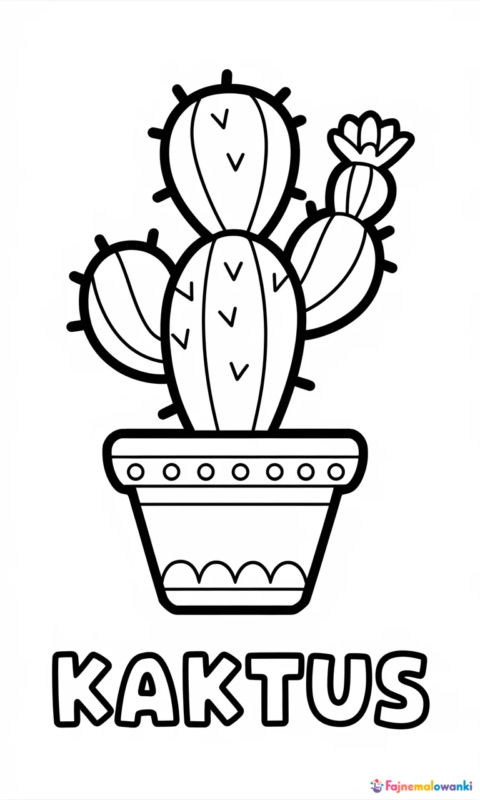 Kolorowanka z kaktusem doniczkowym dla dzieci