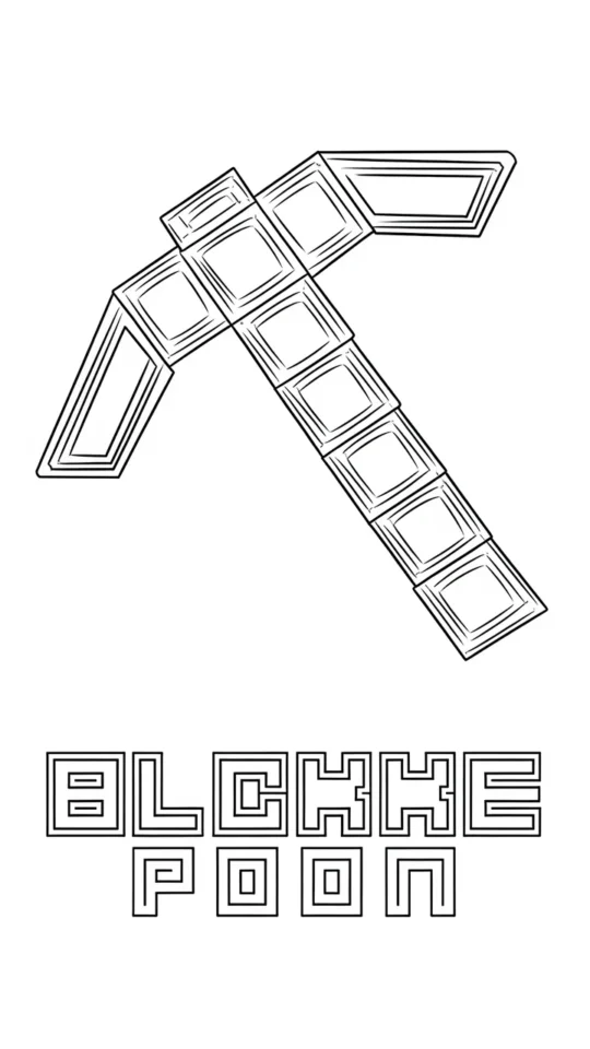Kolorowanka z kilofem Minecraft do druku dla dzieci