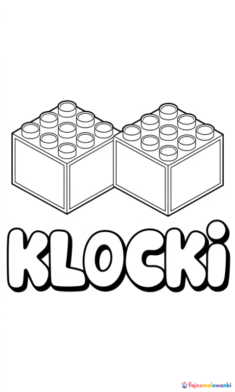 Kolorowanka przedstawiająca dwa klocki konstrukcyjne z wypustkami do układania