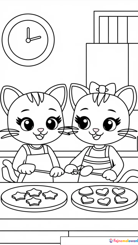 „Kolorowanka Hello Kitty z pierniczkami do druku dla dzieci”